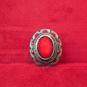 Oval Red Tone Stretchable Ring